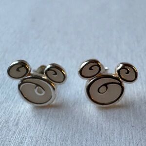 Disney Silver Tone Enameled Mickey Mickey Mouse Stud Earrings